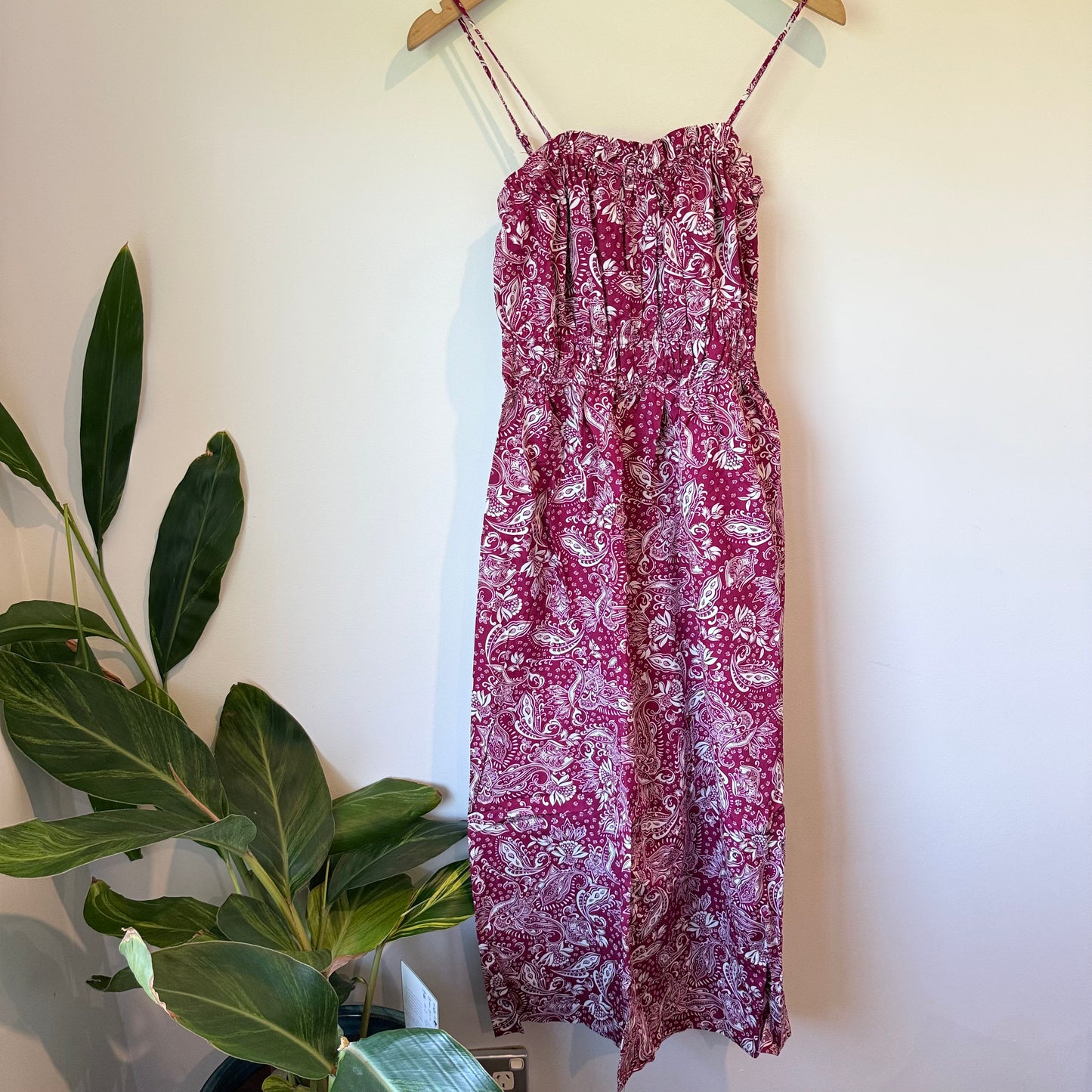 Dotti Paisley Print Smocked Midi Dress - Size 12