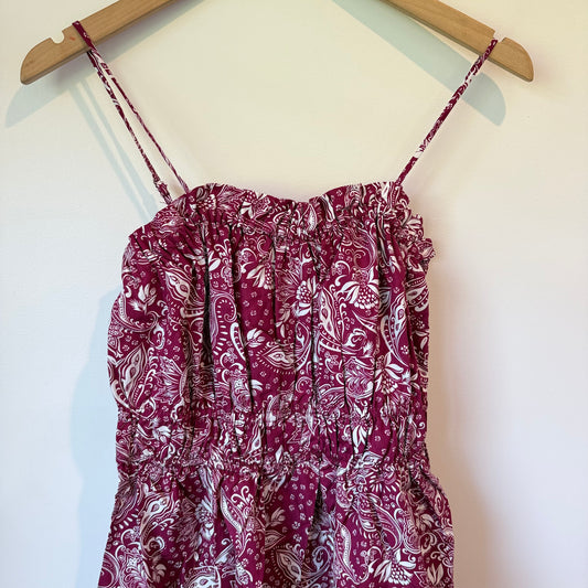 Dotti Paisley Print Smocked Midi Dress - Size 12