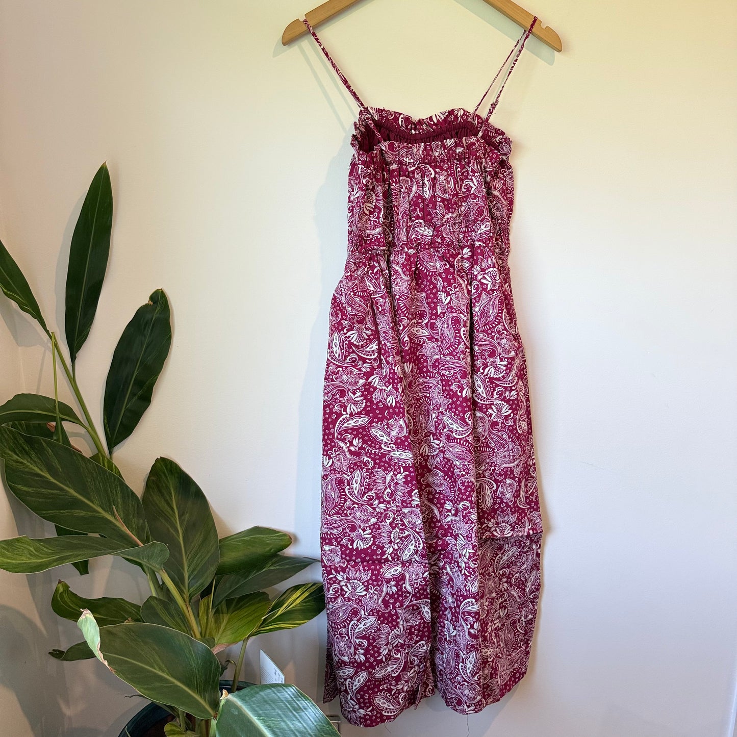 Dotti Paisley Print Smocked Midi Dress - Size 12