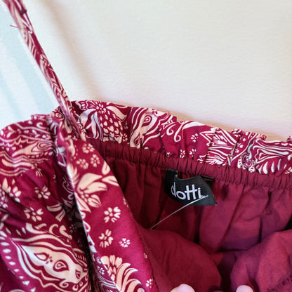 Dotti Paisley Print Smocked Midi Dress - Size 12