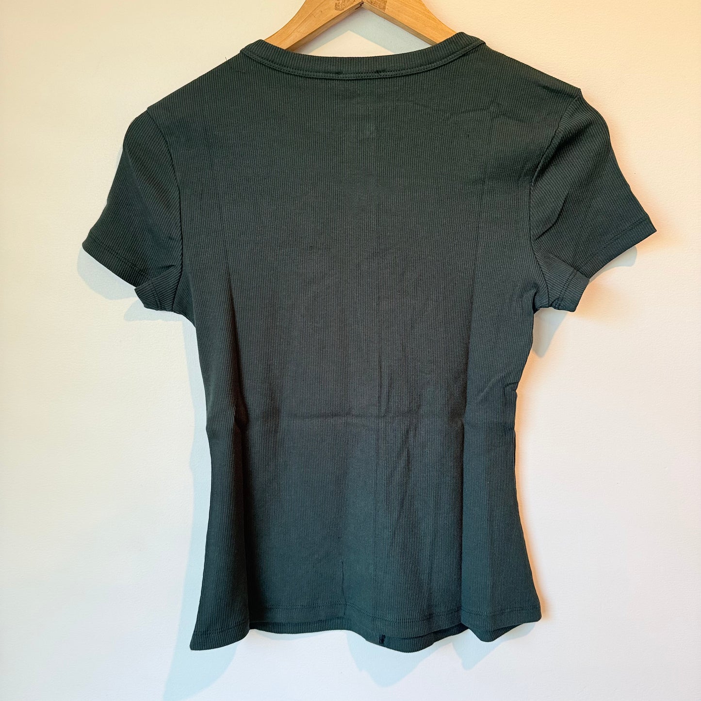 Dotti Ribbed Button-Front Top Emerald Green - Size S