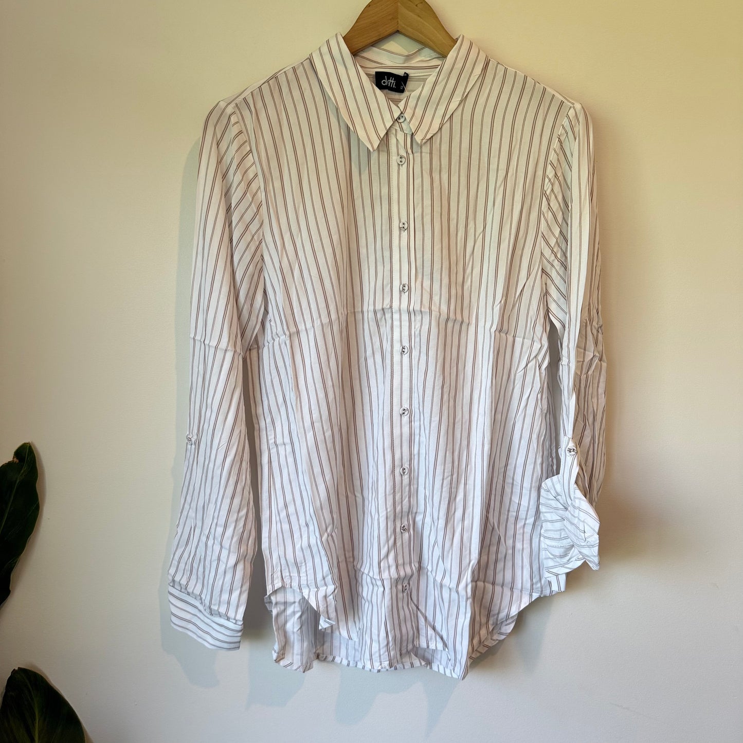 Dotti Viscose Stripe Button-Up Shirt - Size 12