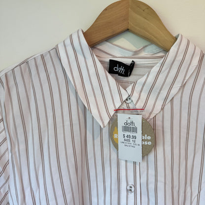 Dotti Viscose Stripe Button-Up Shirt - Size 12