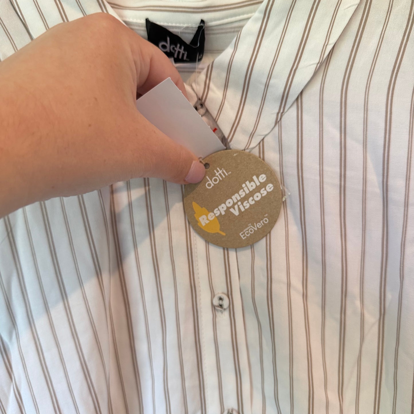 Dotti Viscose Stripe Button-Up Shirt - Size 12