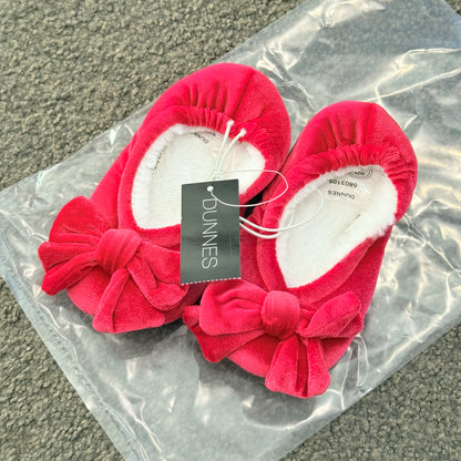 Dunnes girls red velvet ballerina slippers with bow – size 6-7 inf - first steps & crawlers shoes children’s apparel