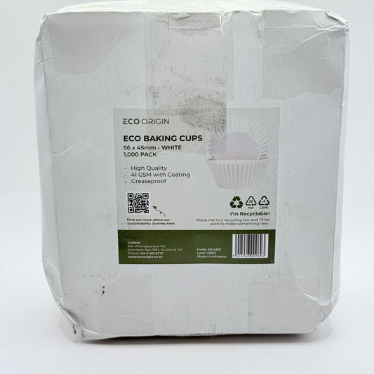 ECO ORIGIN 1,000 Pack High Quality White Baking Cups - 56 x 45mm