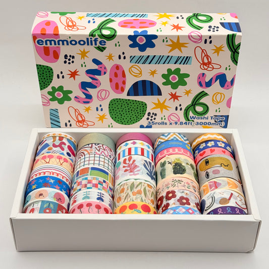 Emmoolife vibrant patterns washi tape set 35 rolls - decorative tape original photo - what’s new crafts