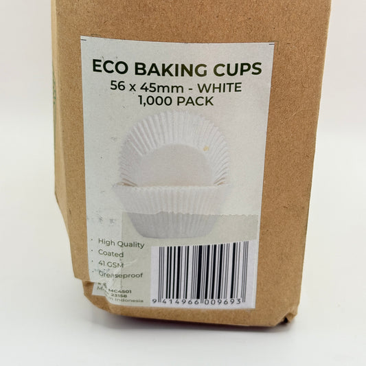Eco Baking Cups White 56x45mm Bulk Pack
