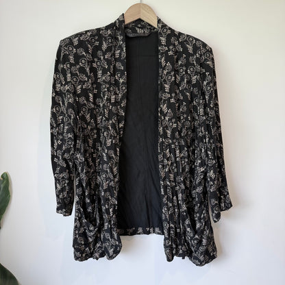 Ella J Black Label Floral Cardigan Blazer - Size 18