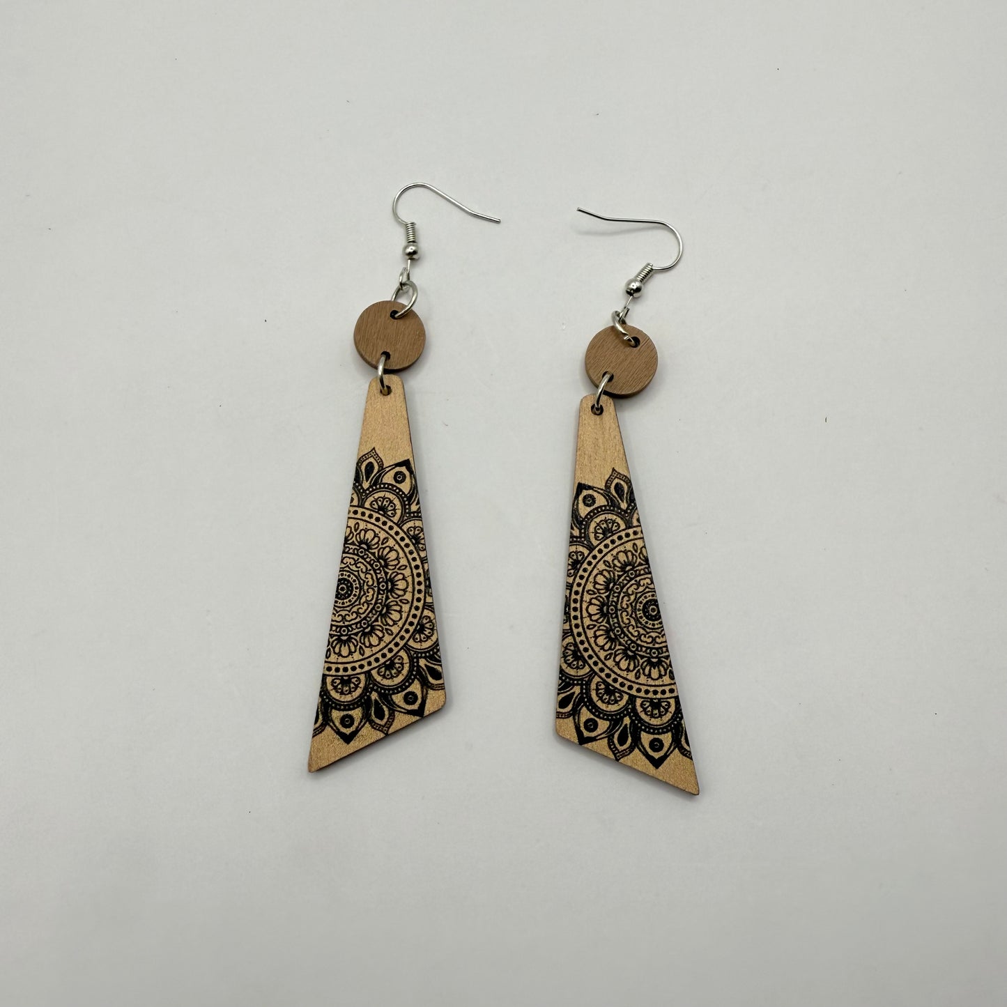 Engraved Mandala Wooden Earrings