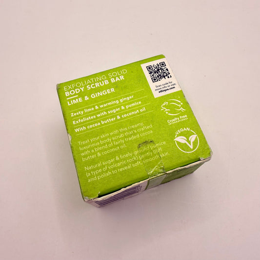 Ethique lime & ginger exfoliating solid body scrub bar 110g - bath additives original photo - what’s new health
