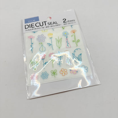 Film Die-Cut Stickers Color Line Flower