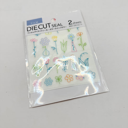 Film Die-Cut Stickers Color Line Flower