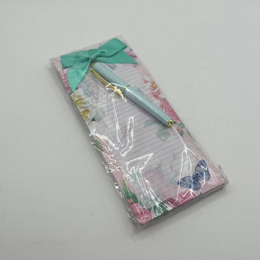 Floral magnetic shopping list pad with pen - 70 sheets - notepads stationery