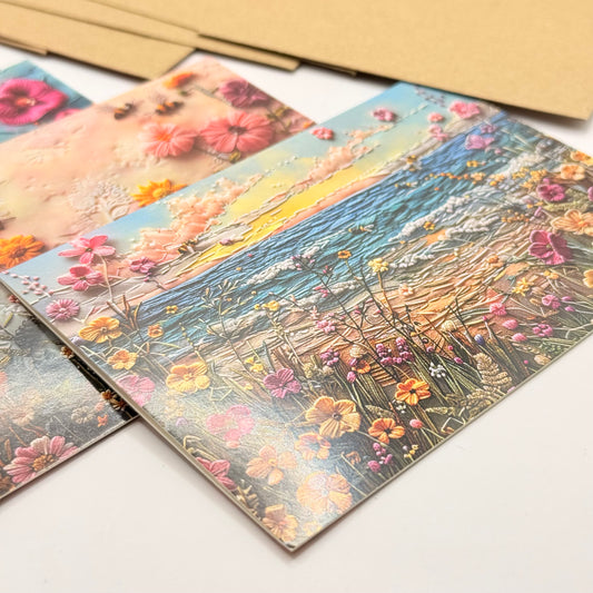 6x floral & seaside blank notecard set - greeting cards original photo - what’s new stationery