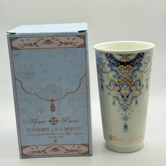 Flower Knows Butterfly Cloud Collar Ceramic Mug
