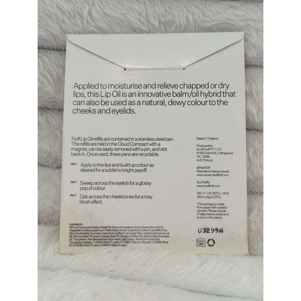 Fluff Shelly Pink Tinted Lip Oil Refill – Hydrating & Sheer Tint