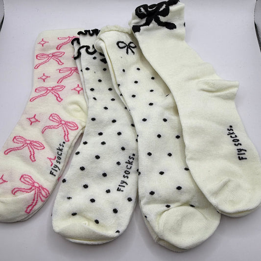 Fly socks bow & polka dot crew socks one size - crew socks baby clothing - original photo - what’s new