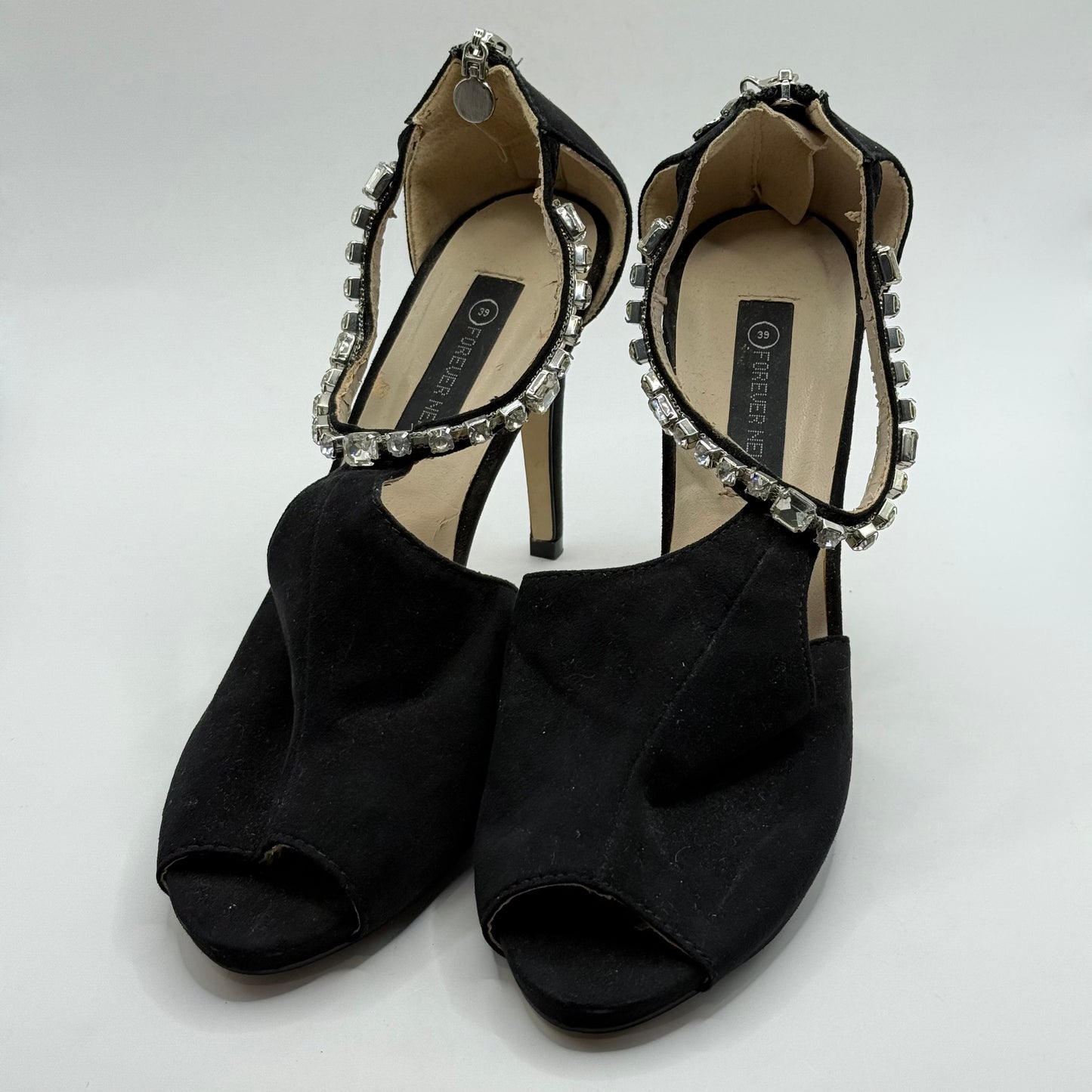 Forever New Black Embellished Stiletto Heels - Size 39