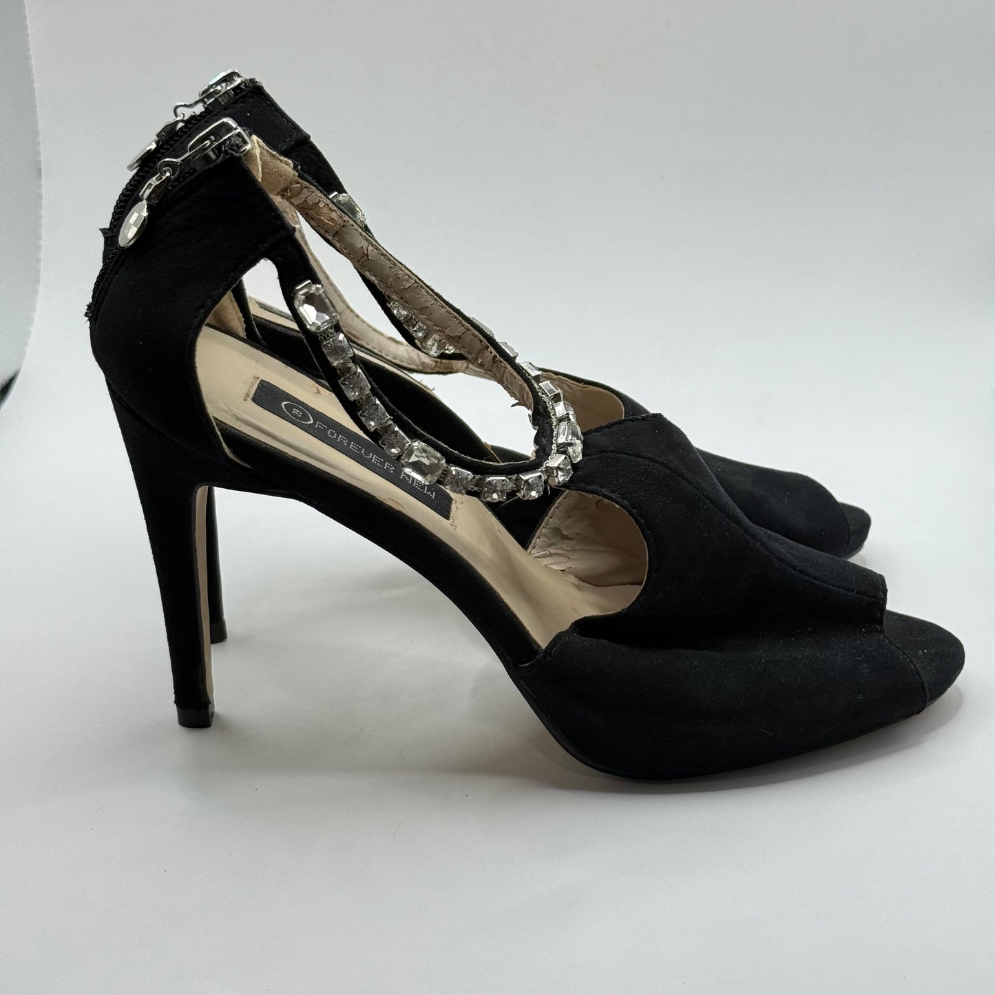 Forever New Black Embellished Stiletto Heels - Size 39