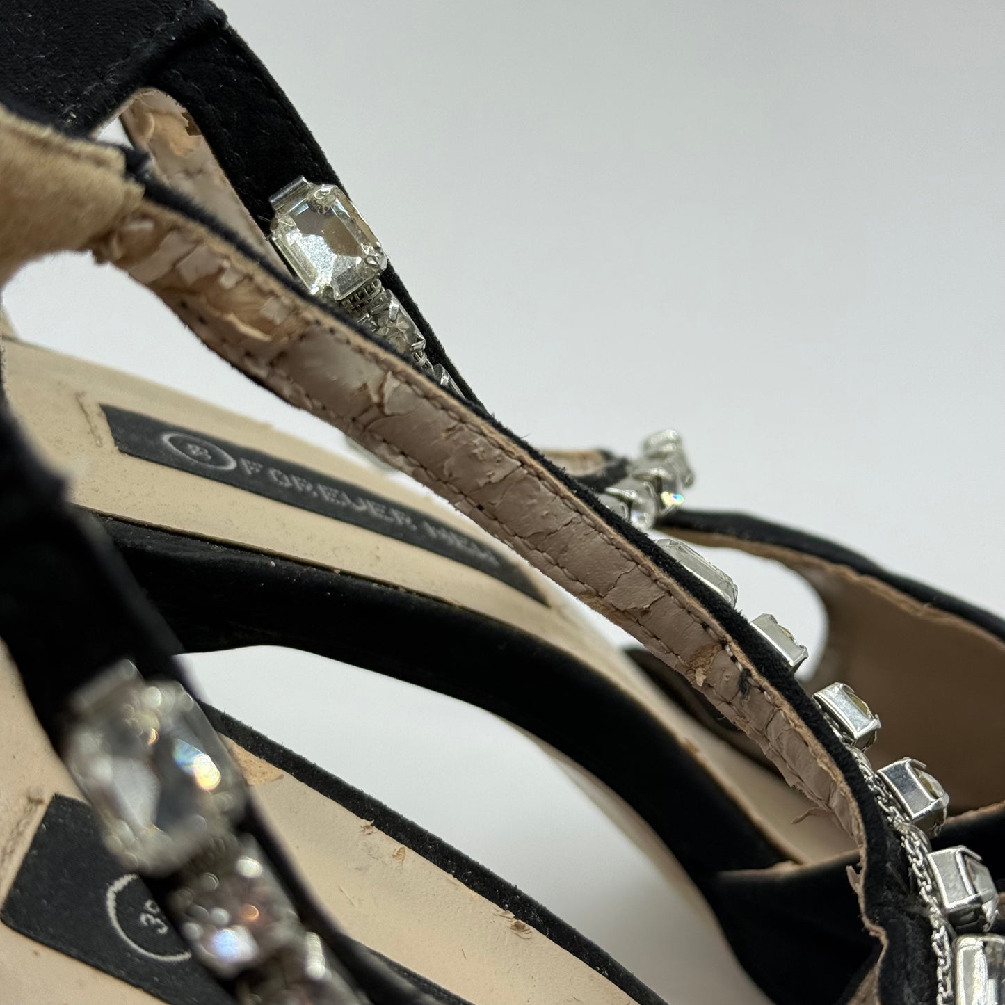 Forever New Black Embellished Stiletto Heels - Size 39