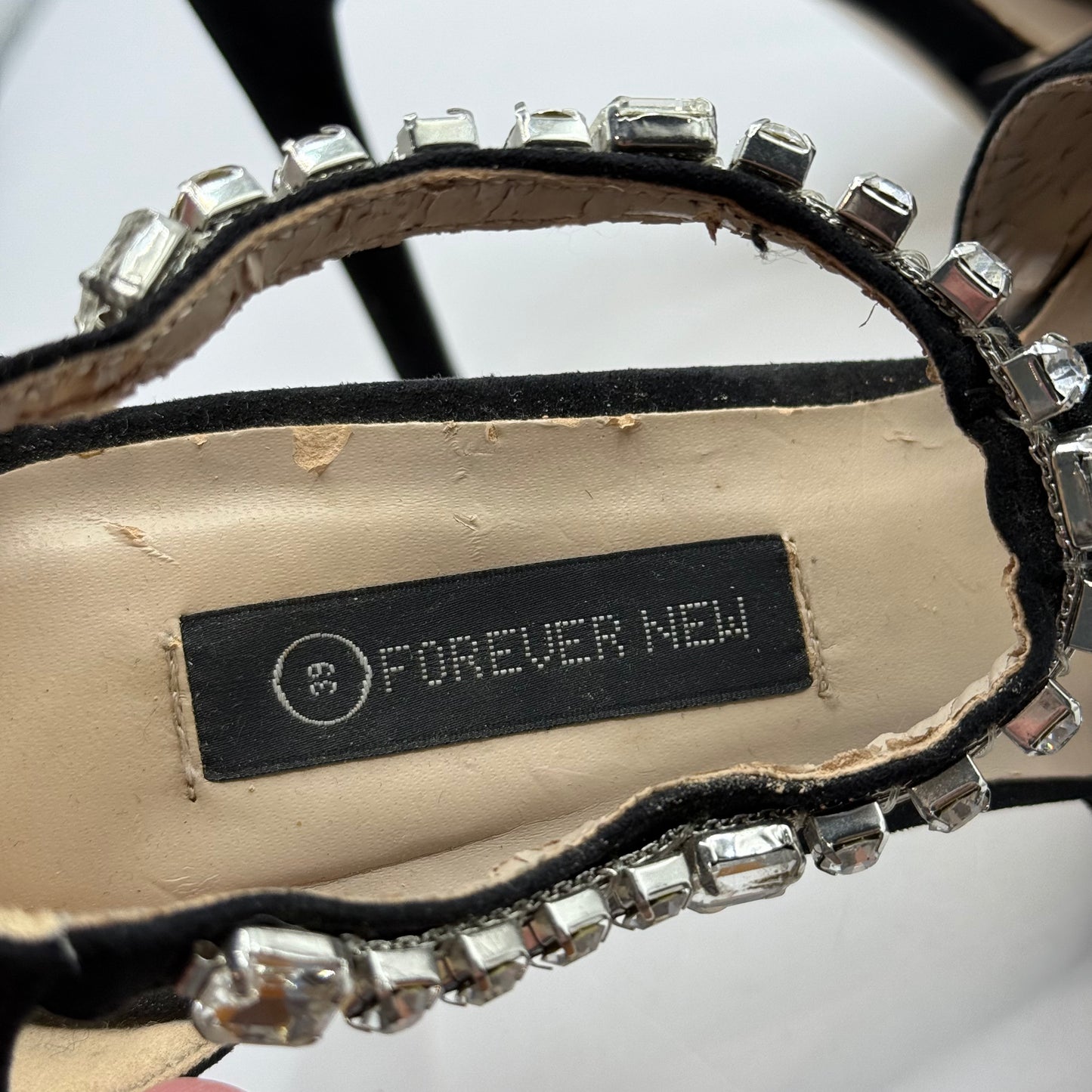 Forever New Black Embellished Stiletto Heels - Size 39