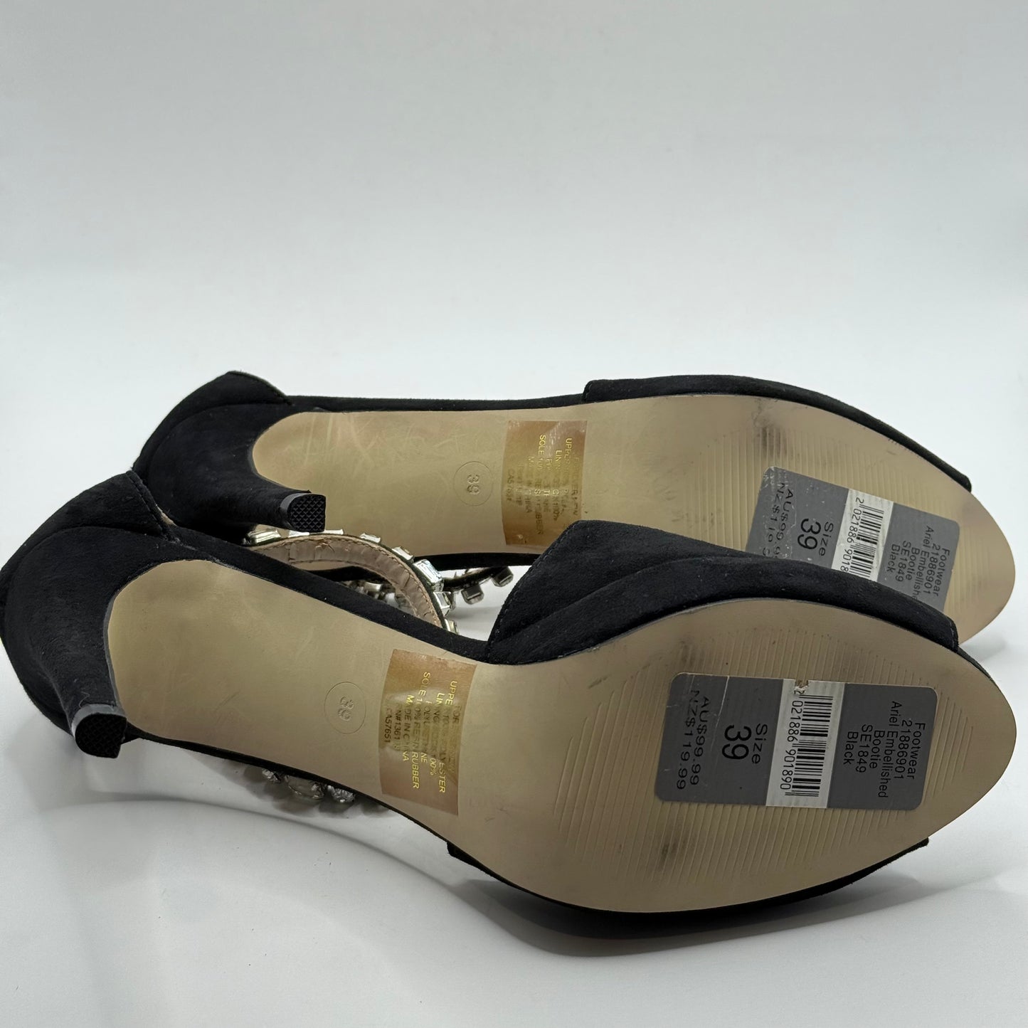 Forever New Black Embellished Stiletto Heels - Size 39