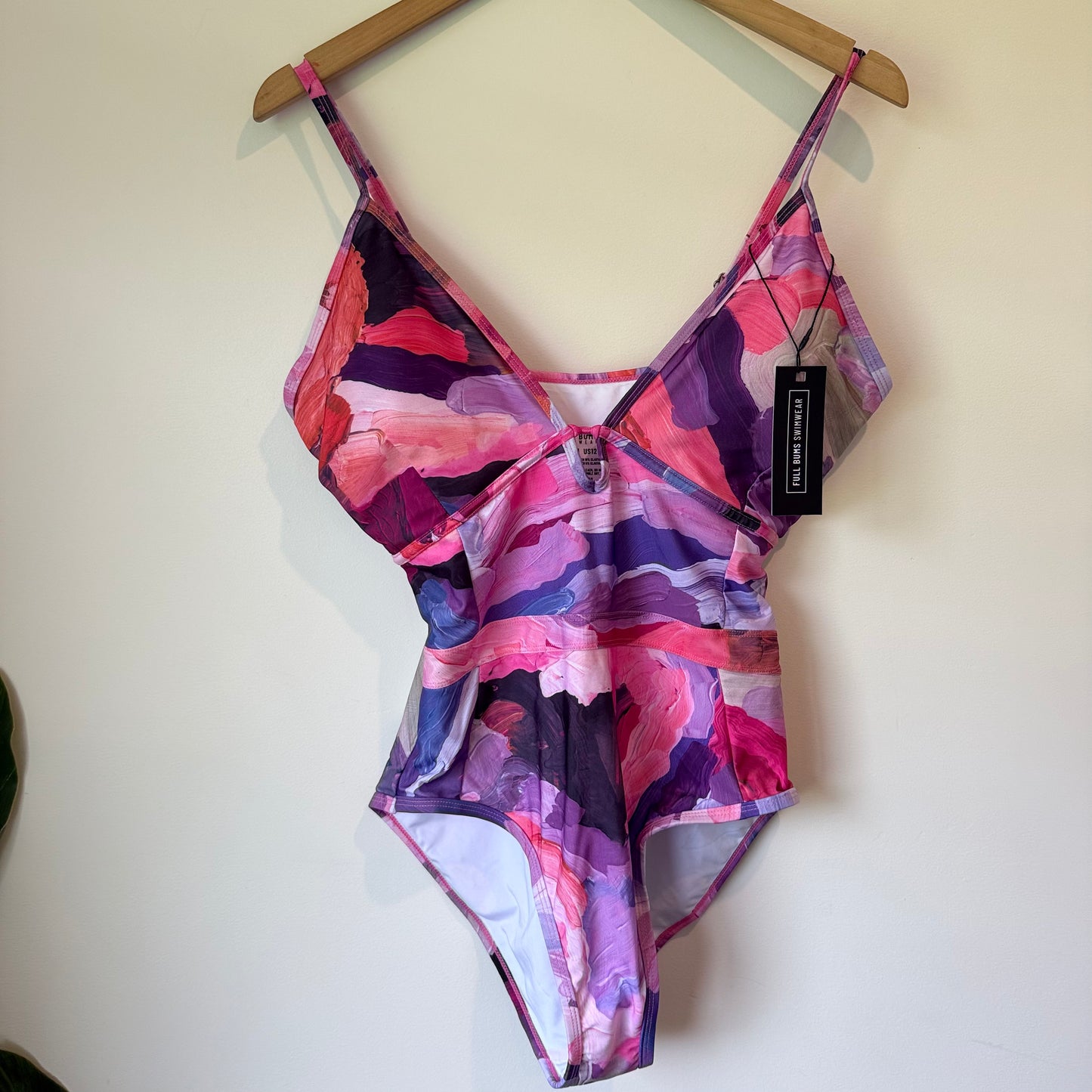 Full Bums Swimwear One-Piece - Pink/Purple Abstract - Size 16