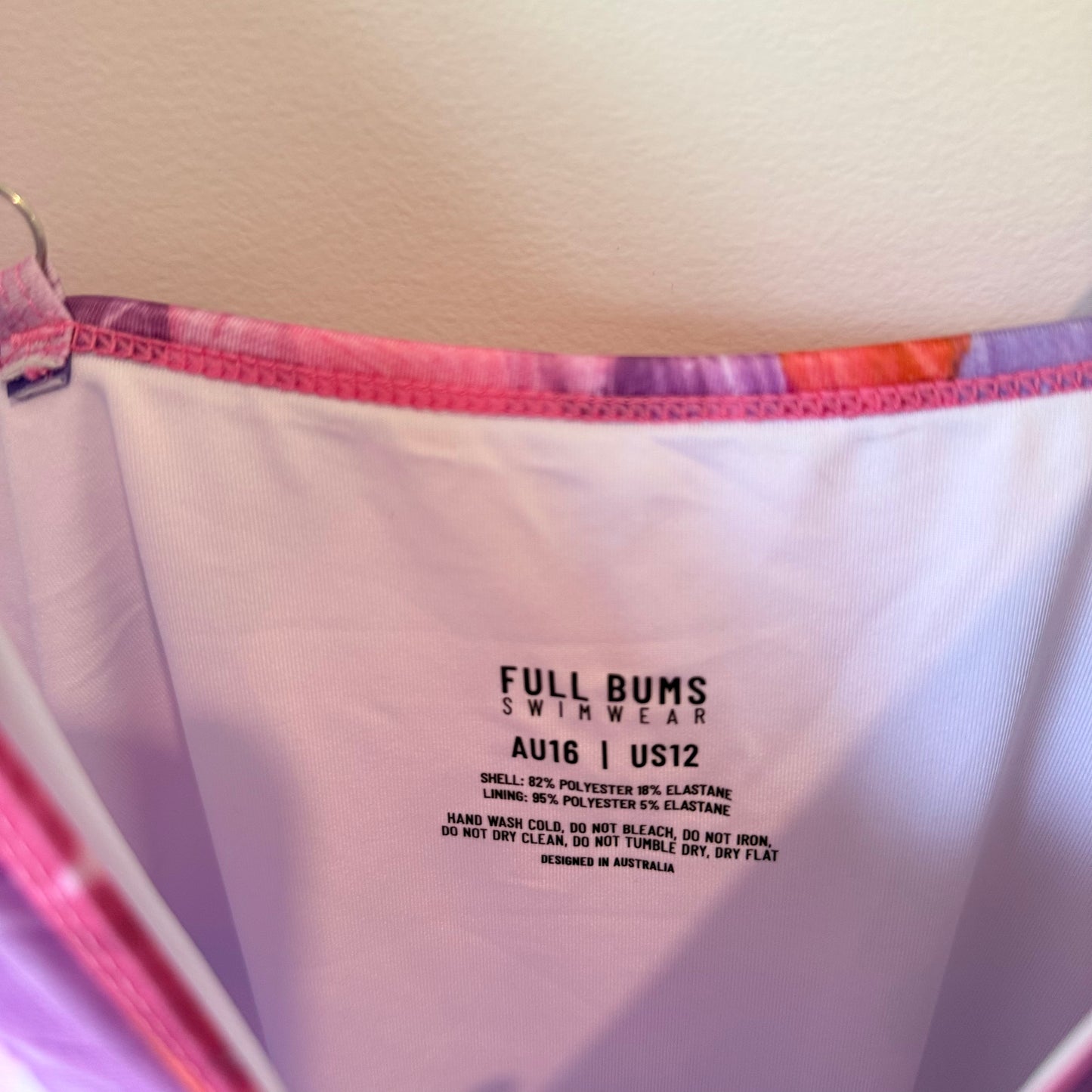 Full Bums Swimwear One-Piece - Pink/Purple Abstract - Size 16