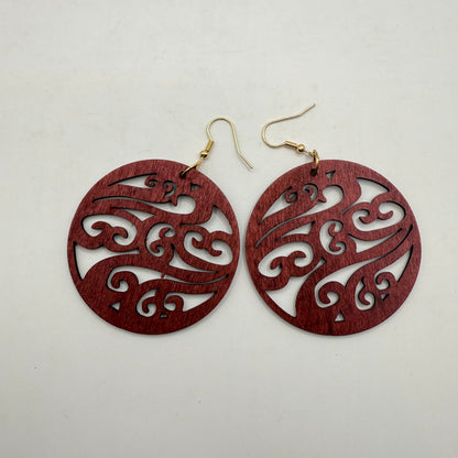 Wooden Koru Design Earrings - Brand New - Lightweight - Māori  Inspired