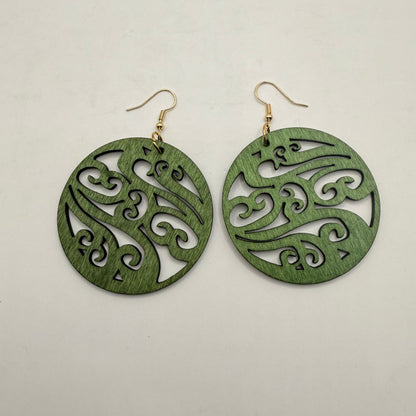 Wooden Koru Design Earrings - Brand New - Lightweight - Māori  Inspired