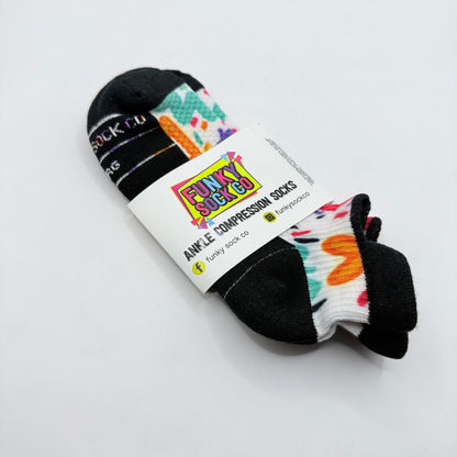 Funky Sock Co Ankle Compression Socks Retro - Large
