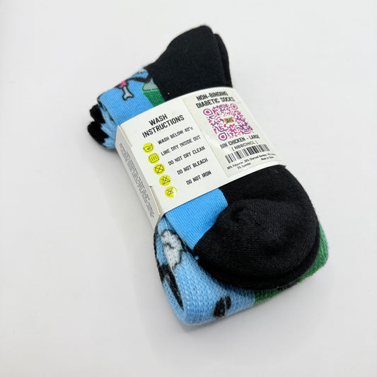 Funky Sock Co Non-Binding Diabetic Socks Bin Chicken Large