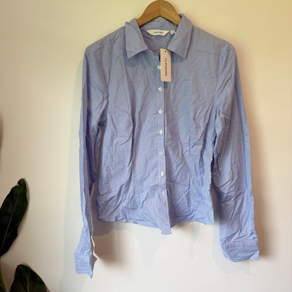 GLASSONS Gingham Button-Down Shirt - Blue/White - Size 14