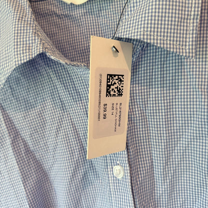 GLASSONS Gingham Button-Down Shirt - Blue/White - Size 14