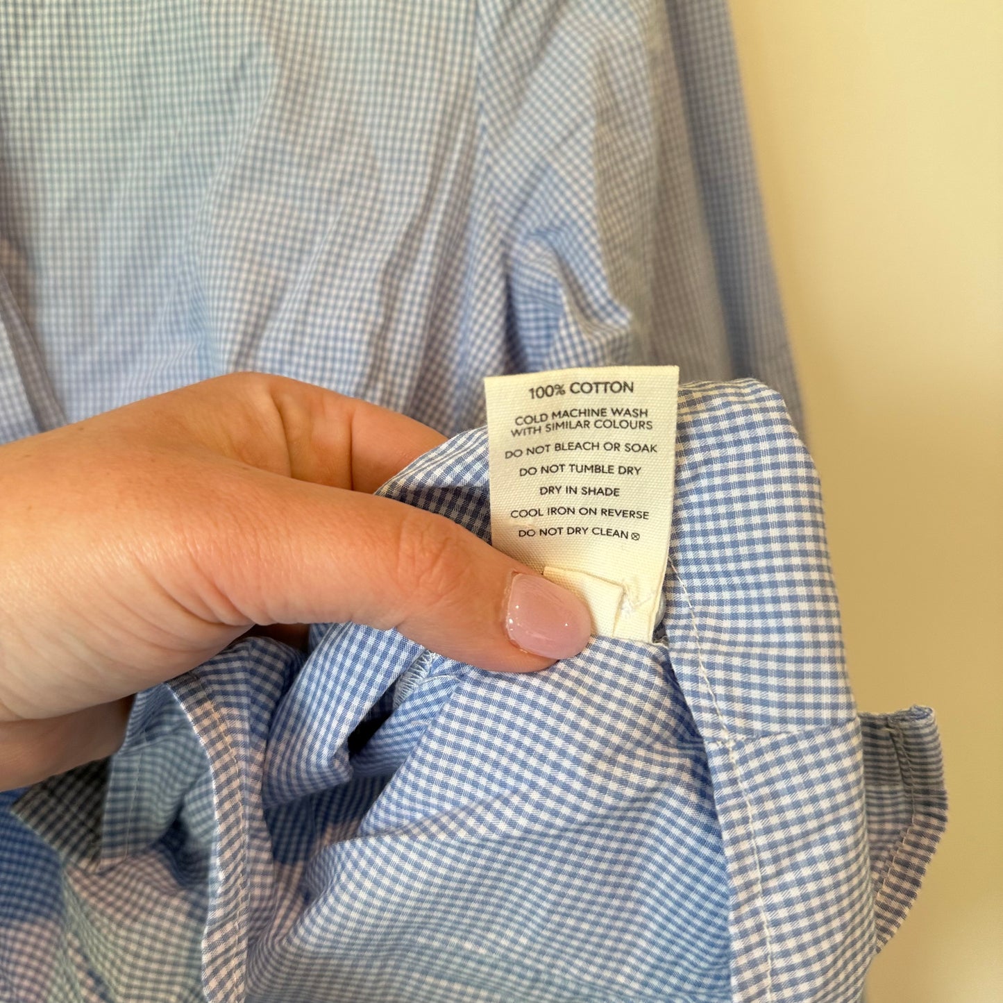 GLASSONS Gingham Button-Down Shirt - Blue/White - Size 14