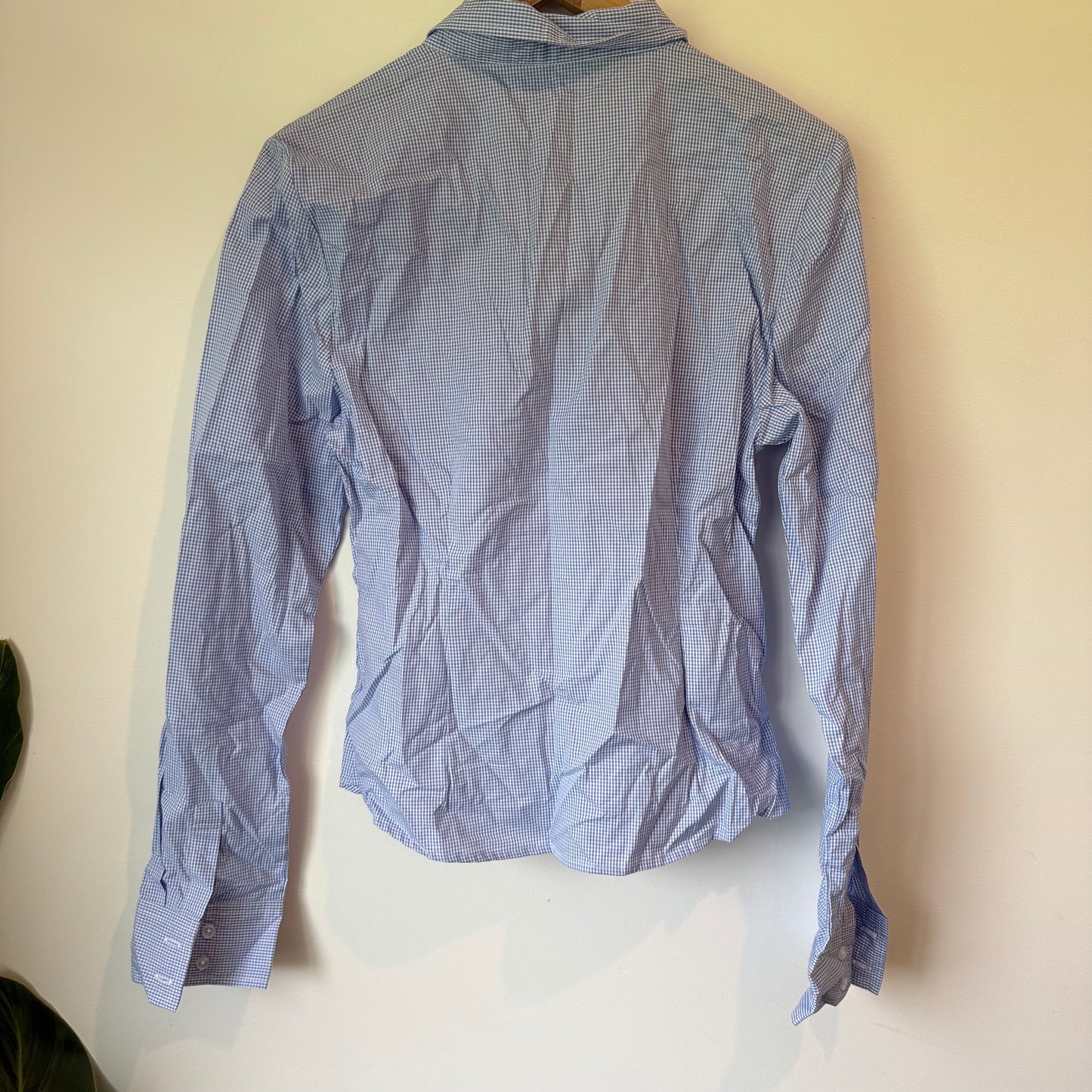 GLASSONS Gingham Button-Down Shirt - Blue/White - Size 14