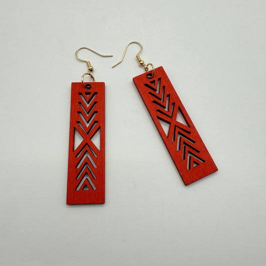 Geometric Wooden Dangle Earrings