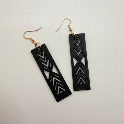 Geometric Wooden Dangle Earrings