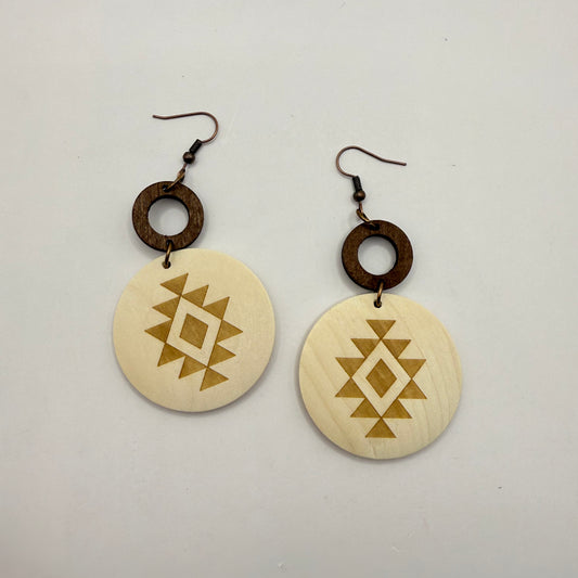 Geometric Wooden Drop Earrings