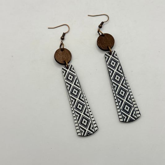 Geometric and Wood Dangle Earrings