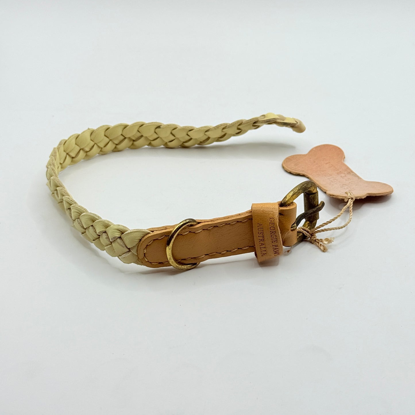 Georgie Paws Braided Leather Dog Collar - Small