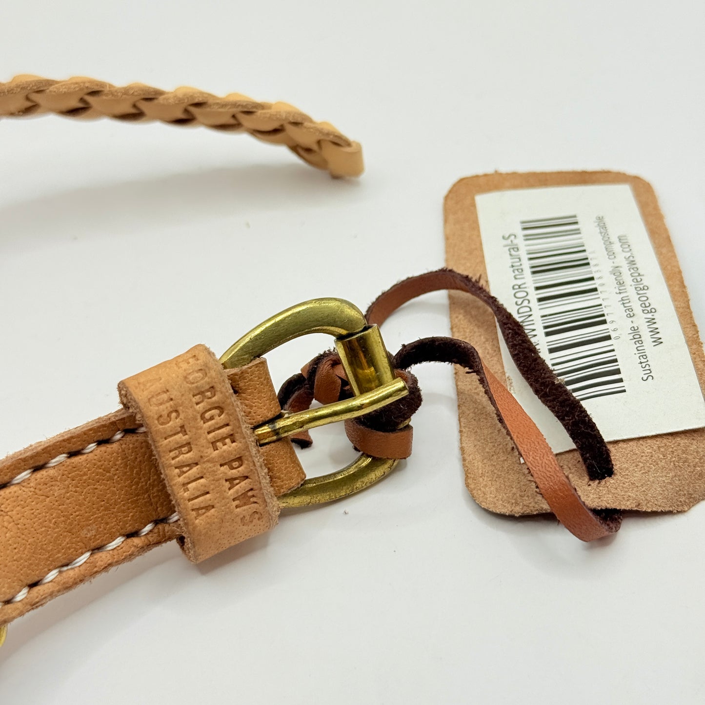 Georgie Paws Windsor Natural Braided Dog Collar - Small