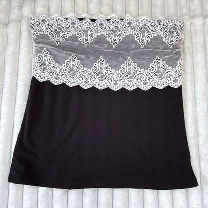 Gissons Lace Overlay Bandeau Top BlackWhite - Size M