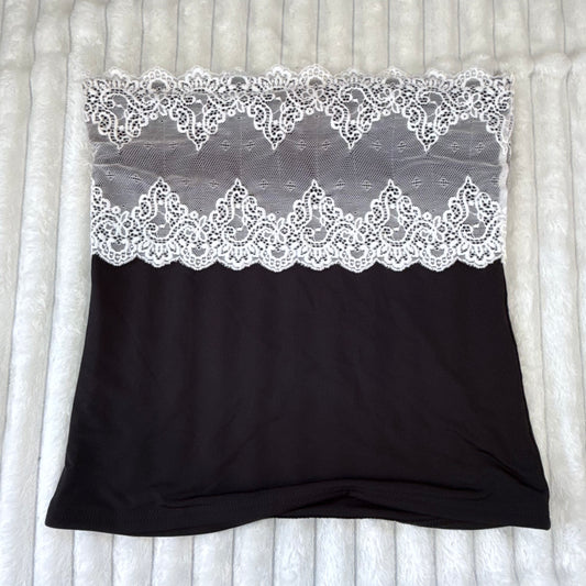Gissons Lace Overlay Bandeau Top BlackWhite - Size M