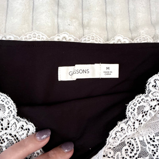 Gissons Lace Overlay Bandeau Top BlackWhite - Size M