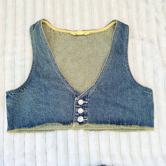 Glassons Cropped Denim Vest with Raw Hem - Size 10