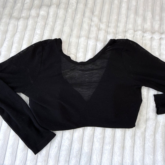 Glassons Deep V Long Sleeve Shrug Top Black - Size M