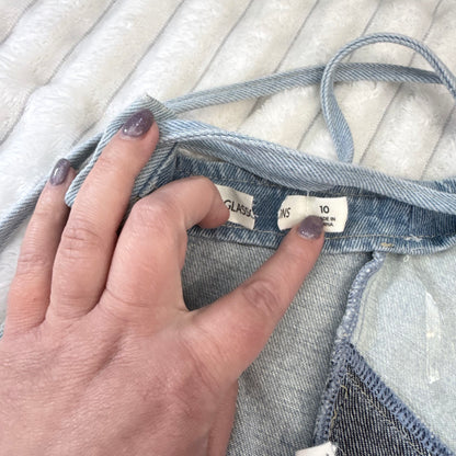 Glassons Patchwork Denim Lace-Up Corset Top Blue - Size 10