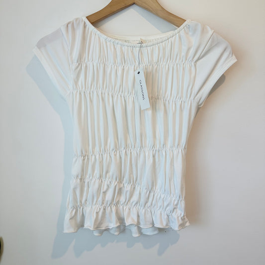 Glassons ruched short sleeve top – white xs - blouses top women’s apparel